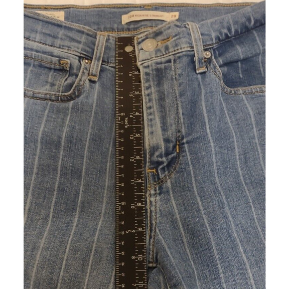 Levis Premium Jeans 724 Women's 28 High Rise Straight Leg Blue Wide Stripe Ankle - Picture 2 of 12